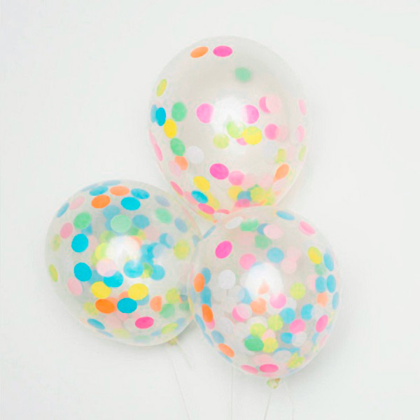 Globos con confeti de cumpleaños para decoraciones de mesas dulces